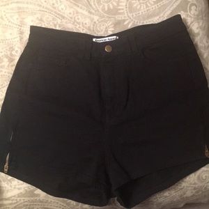 American Apparel High Waisted twill Zipper Shorts